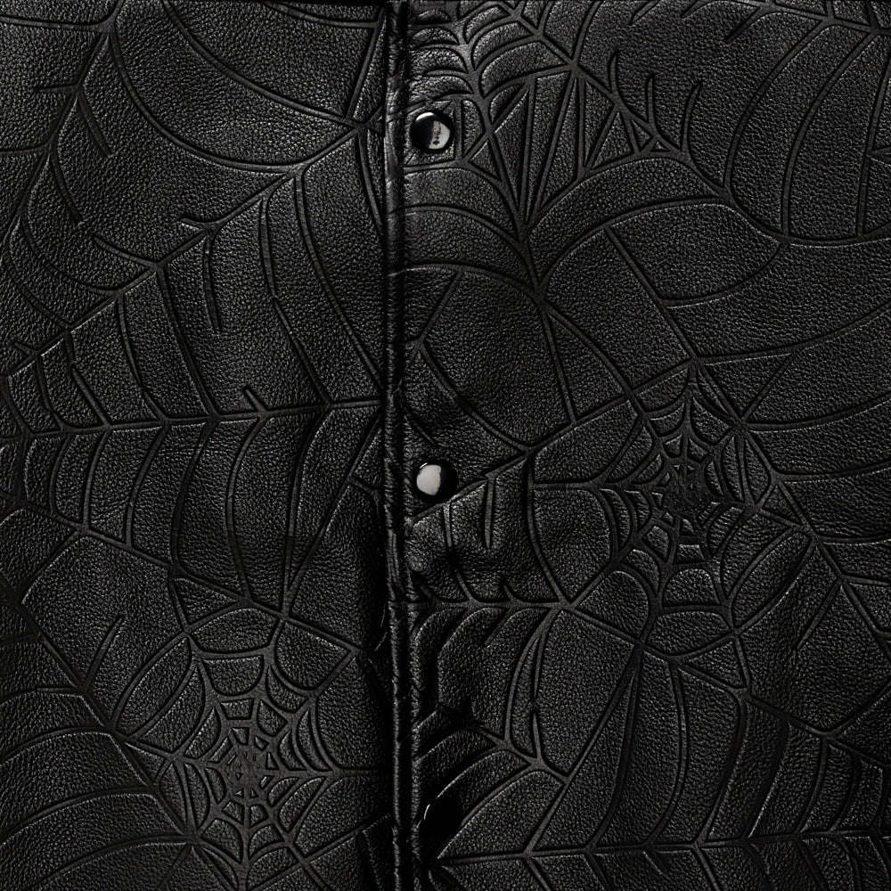 Sp5der Debossed WEB Leather Jacket