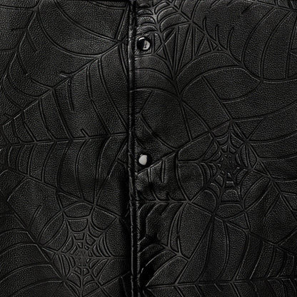 Sp5der Debossed WEB Leather Jacket