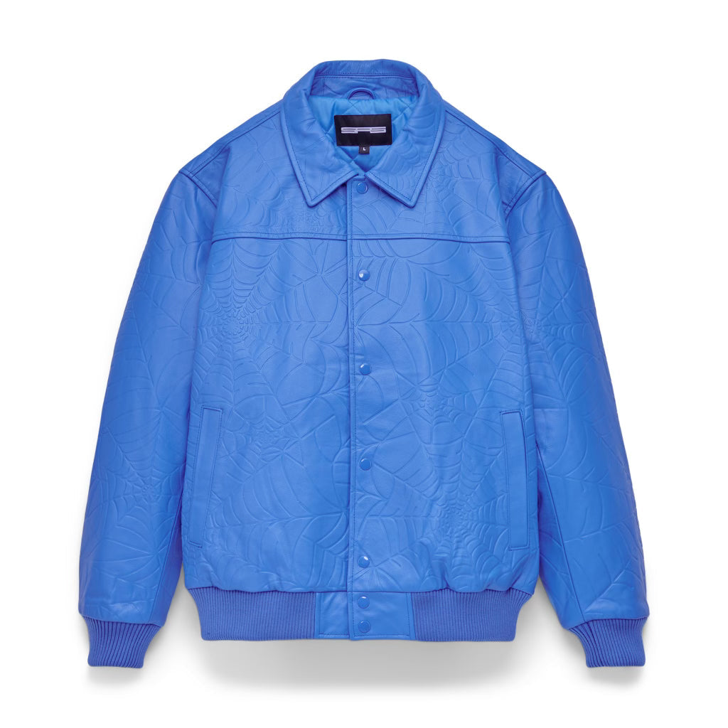 Sp5der Debossed WEB Leather Jacket