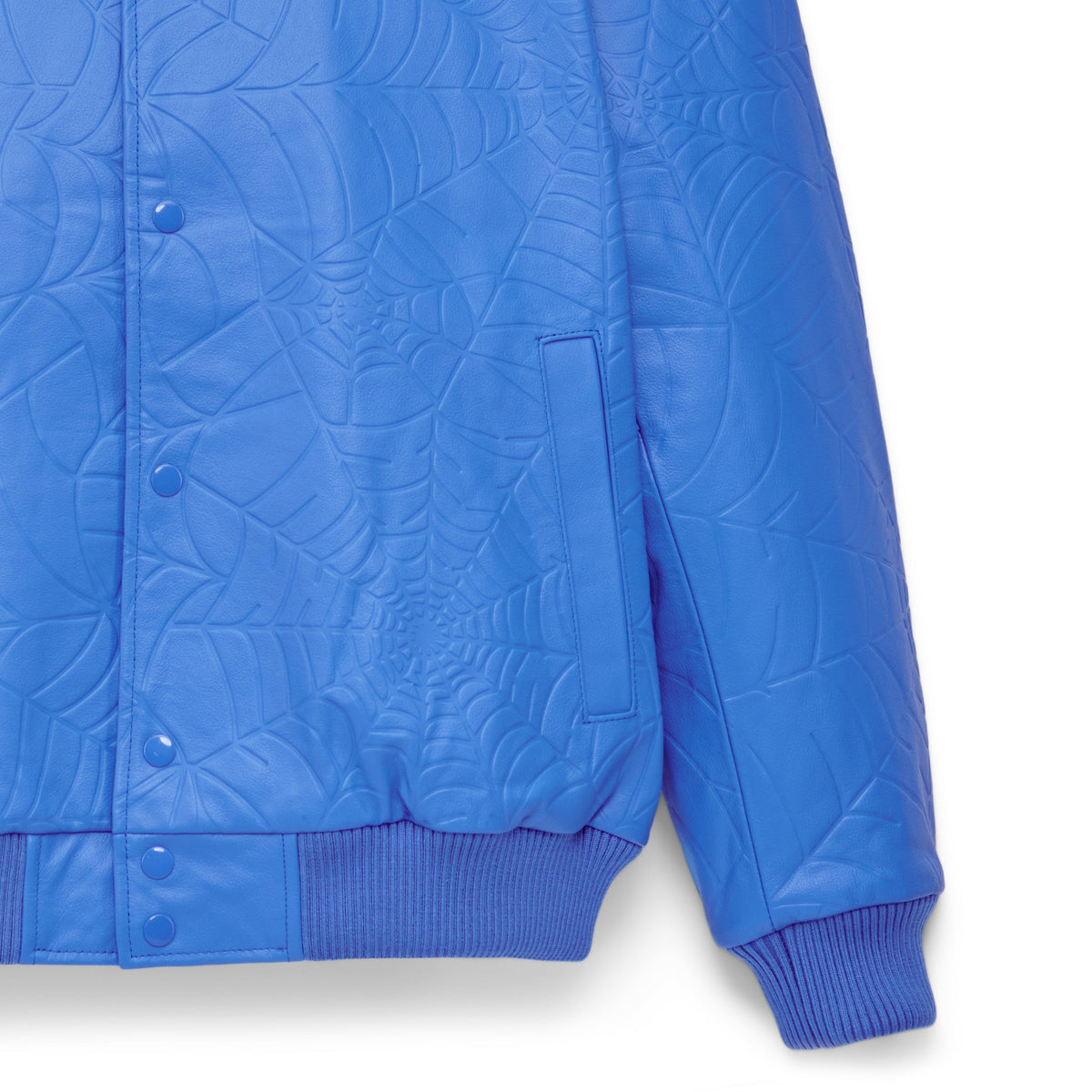 Sp5der Debossed WEB Leather Jacket
