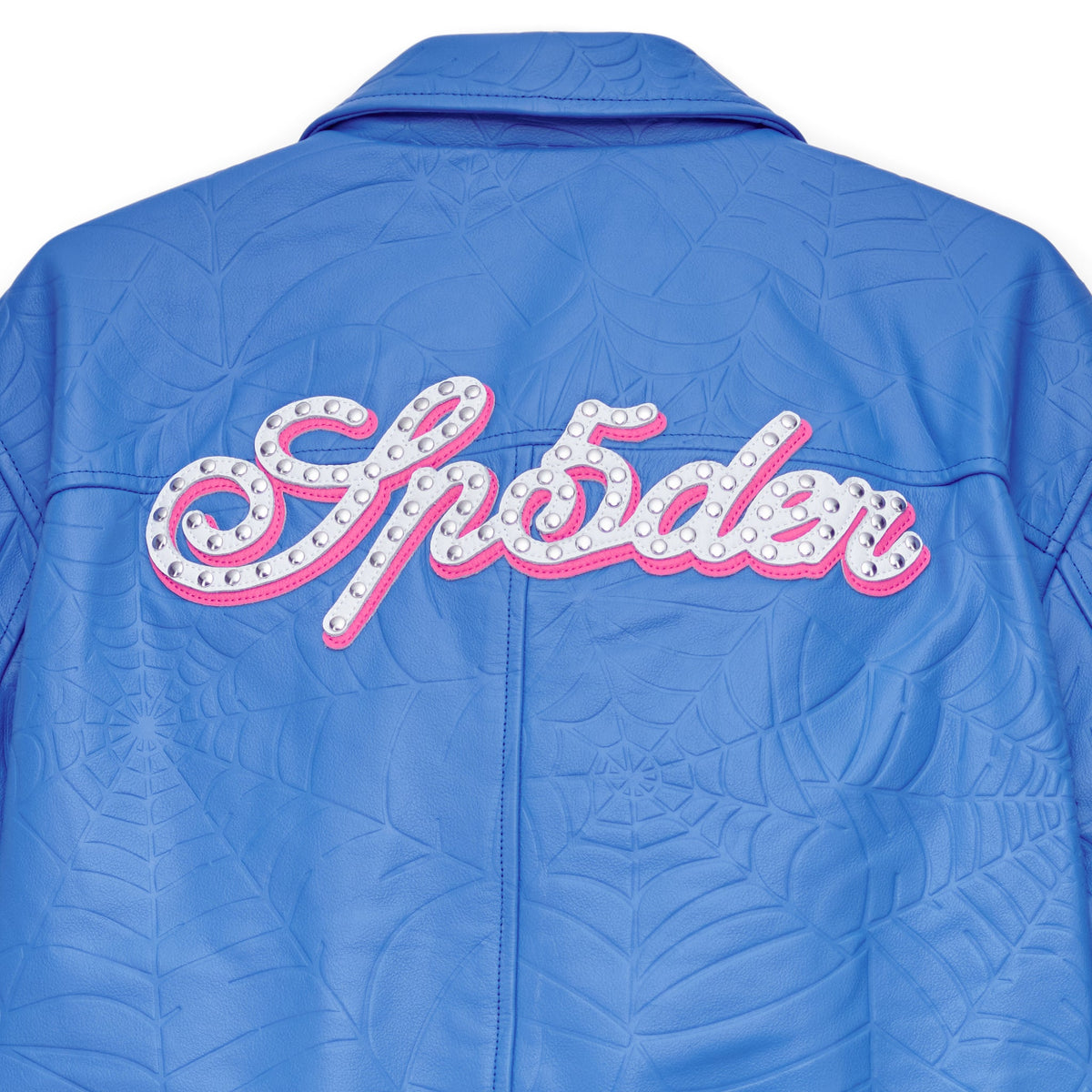 Sp5der Debossed WEB Leather Jacket