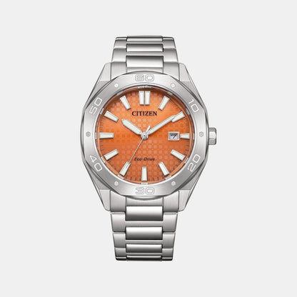 Citizen Eco-Drive Men Quartz Orange Dial Analog Stainless Steel Bm7630-80Z