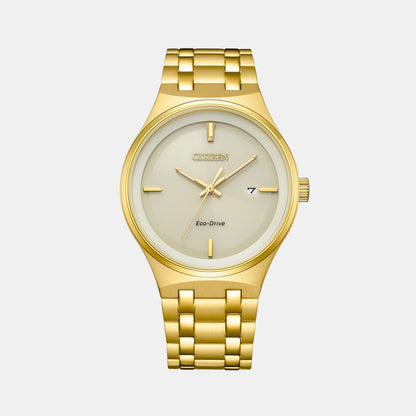 Citizen Axiom Men Quartz Champagne Dial Analog Stainless Steel Watch Bm7652-52P