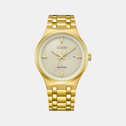 Citizen Axiom Men Quartz Champagne Dial Analog Stainless Steel Watch Bm7652-52P