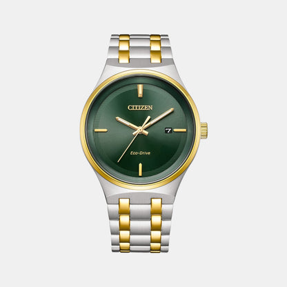 Citizen Axiom Men Quartz Green Dial Analog Stainless Steel Watch Bm7654-57X