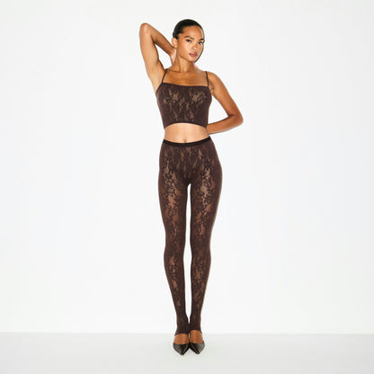 Skims Knit Lace Stirrup Legging Espresso