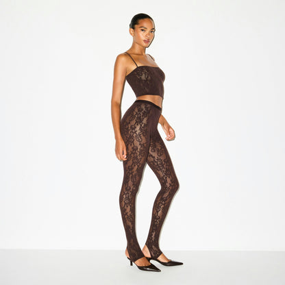 Skims Knit Lace Stirrup Legging Espresso