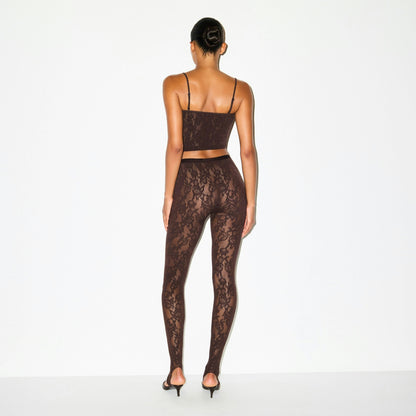 Skims Knit Lace Stirrup Legging Espresso