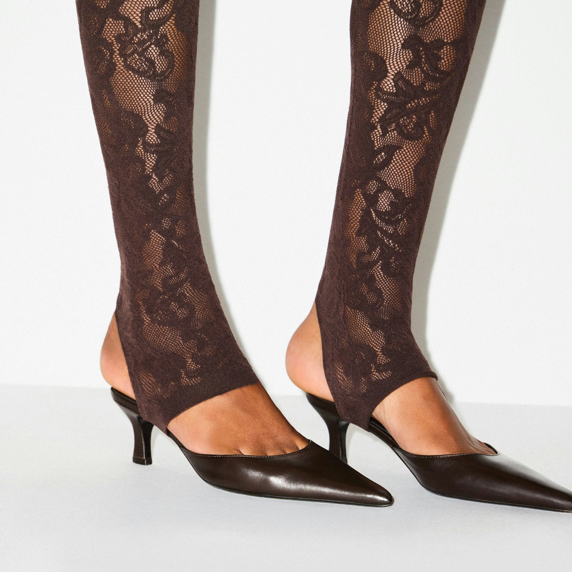 Skims Knit Lace Stirrup Legging Espresso