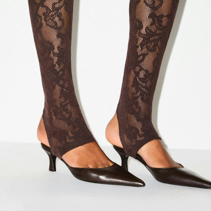 Skims Knit Lace Stirrup Legging Espresso