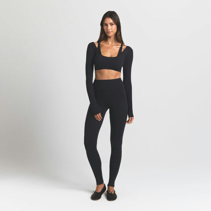 Skims Wool Rib High-Waisted Legging Obsidian
