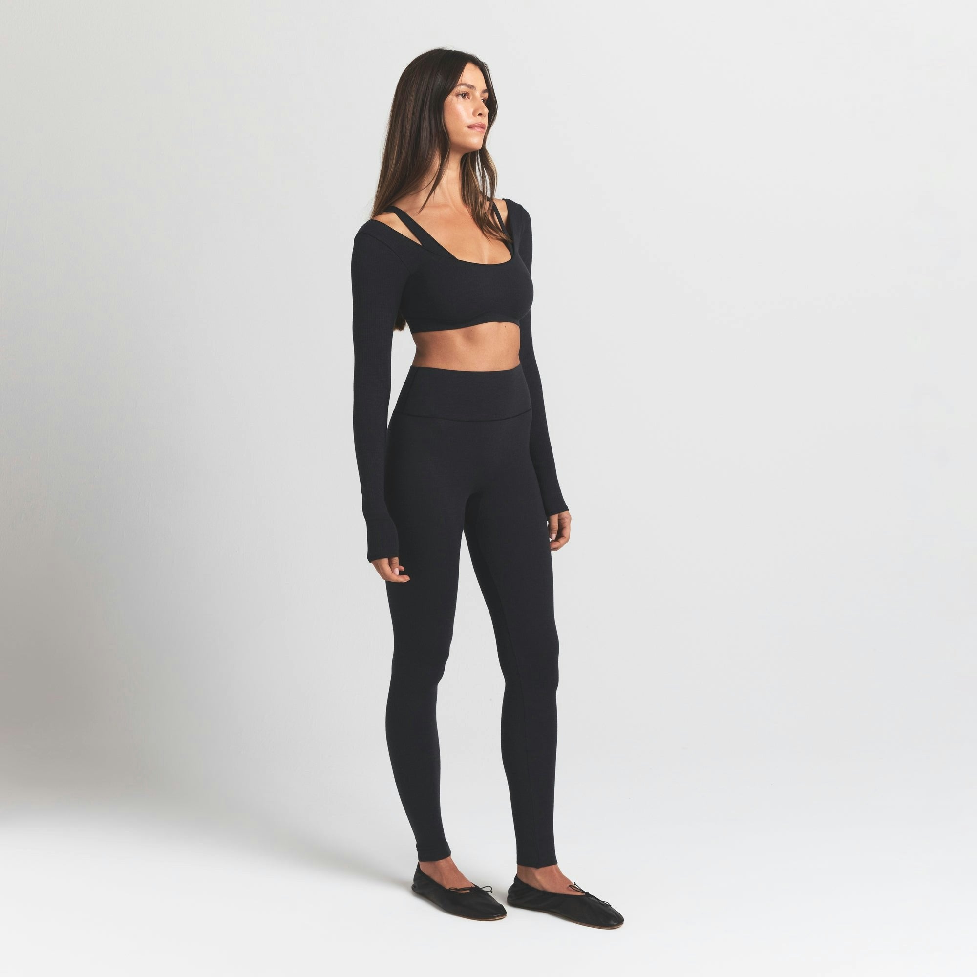 Skims Wool Rib High-Waisted Legging Obsidian