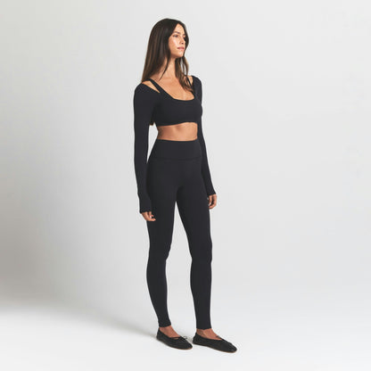 Skims Wool Rib High-Waisted Legging Obsidian