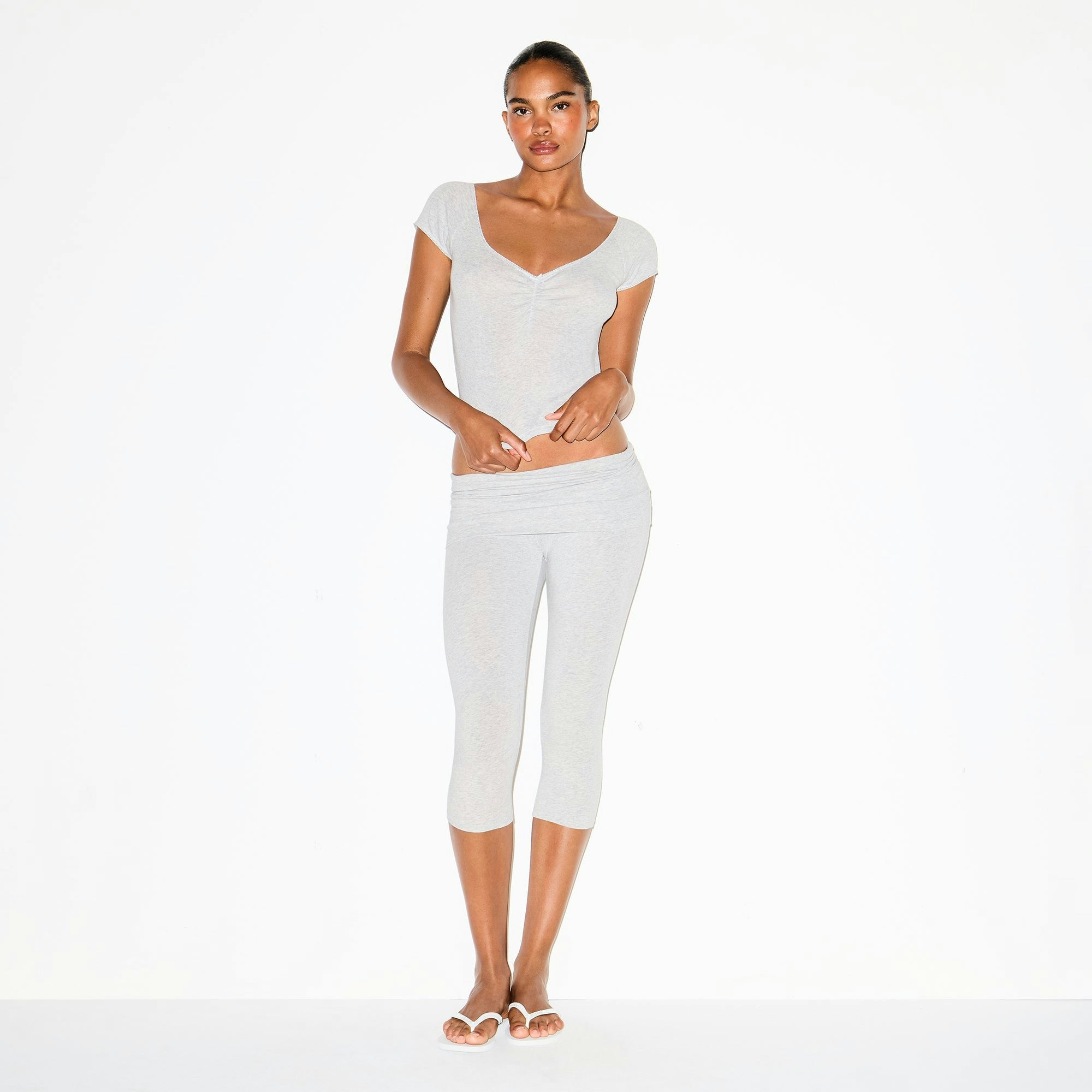 COTTON JERSEY FOLDOVER CAPRI
