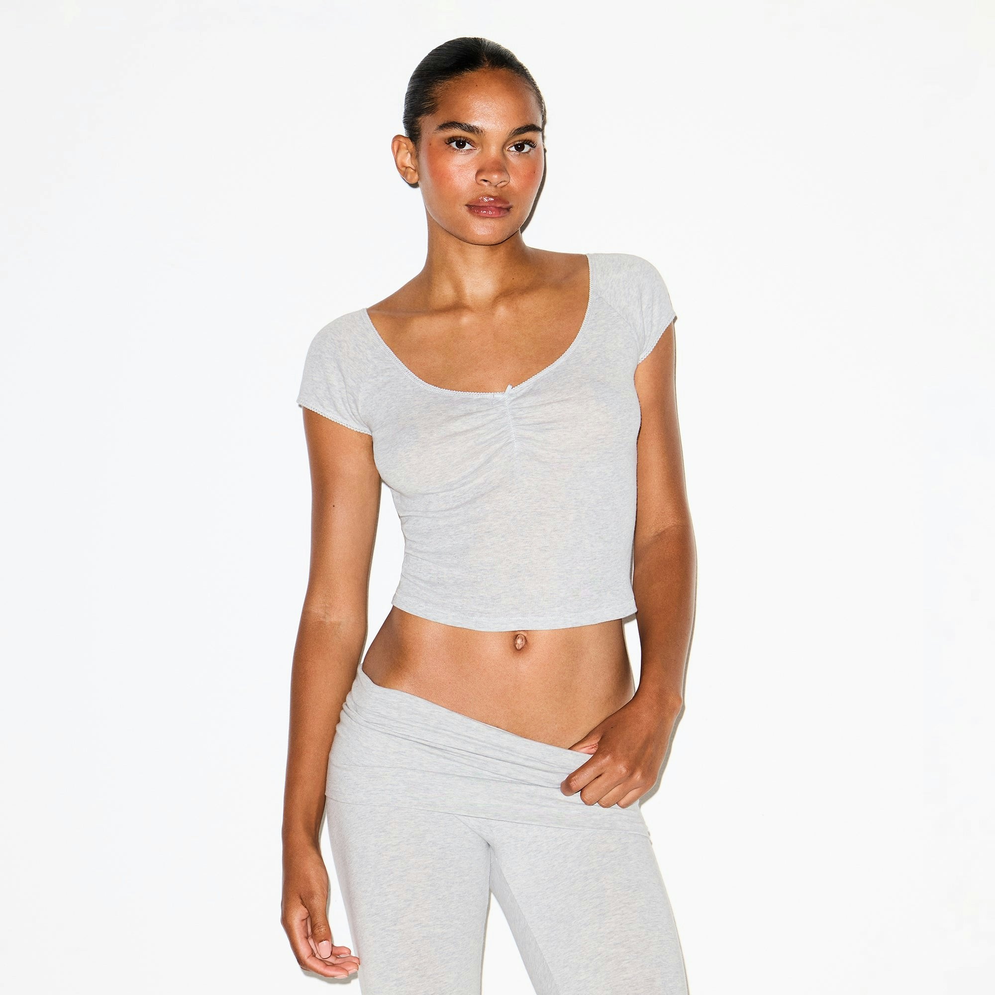 COTTON JERSEY FOLDOVER CAPRI