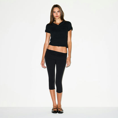 COTTON JERSEY FOLDOVER CAPRI