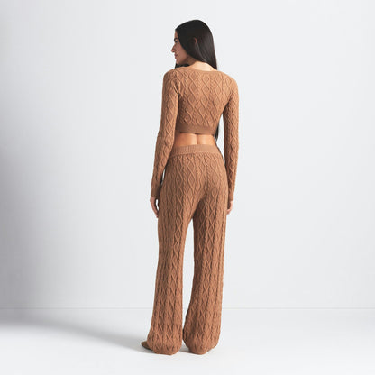 Skims Sweater Knits Cable Knit Straight Leg Pant Dark Honey
