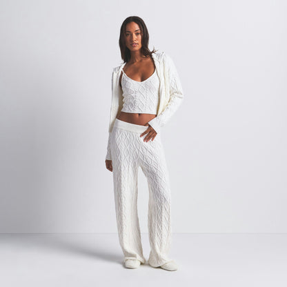 Skims Sweater Knits Cable Knit Straight Leg Pant Ivory