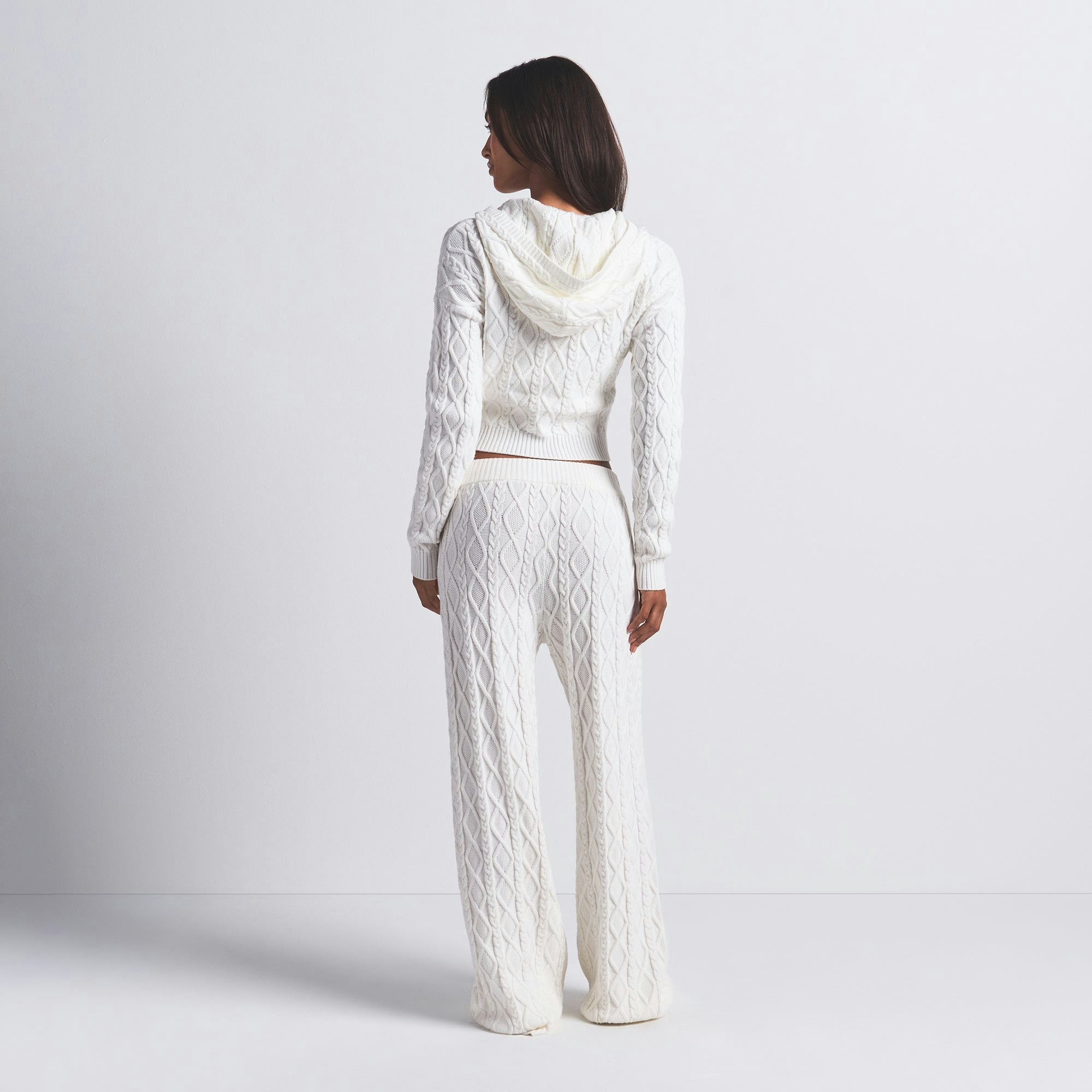 Skims Sweater Knits Cable Knit Straight Leg Pant Ivory