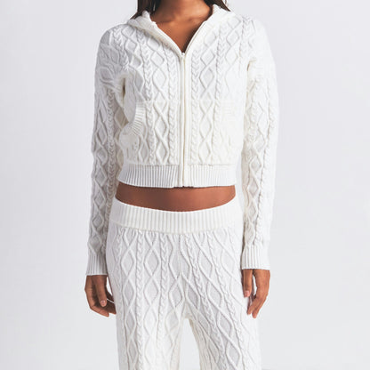 Skims Sweater Knits Cable Knit Straight Leg Pant Ivory