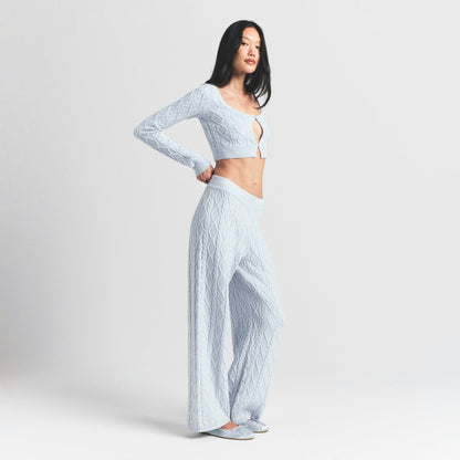 Skims Sweater Knits Cable Knit Straight Leg Pant Zen Blue