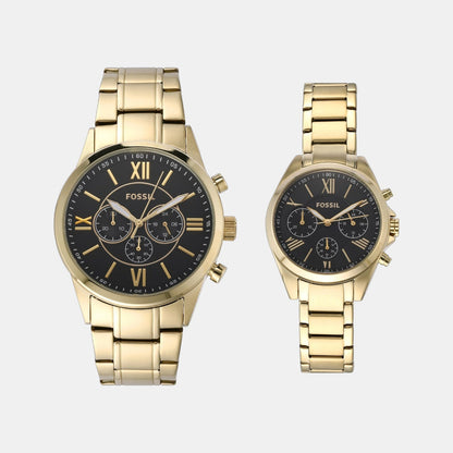 Fossil Modern Courier Couple Quartz Black Dial Chronograph Stainless Steel Watch Bq2400Set