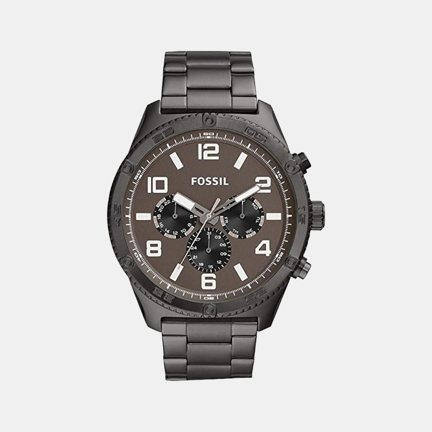 Fossil Brox Men Quartz Grey Dial Multi-Function Stainless Steel Watch Bq2533