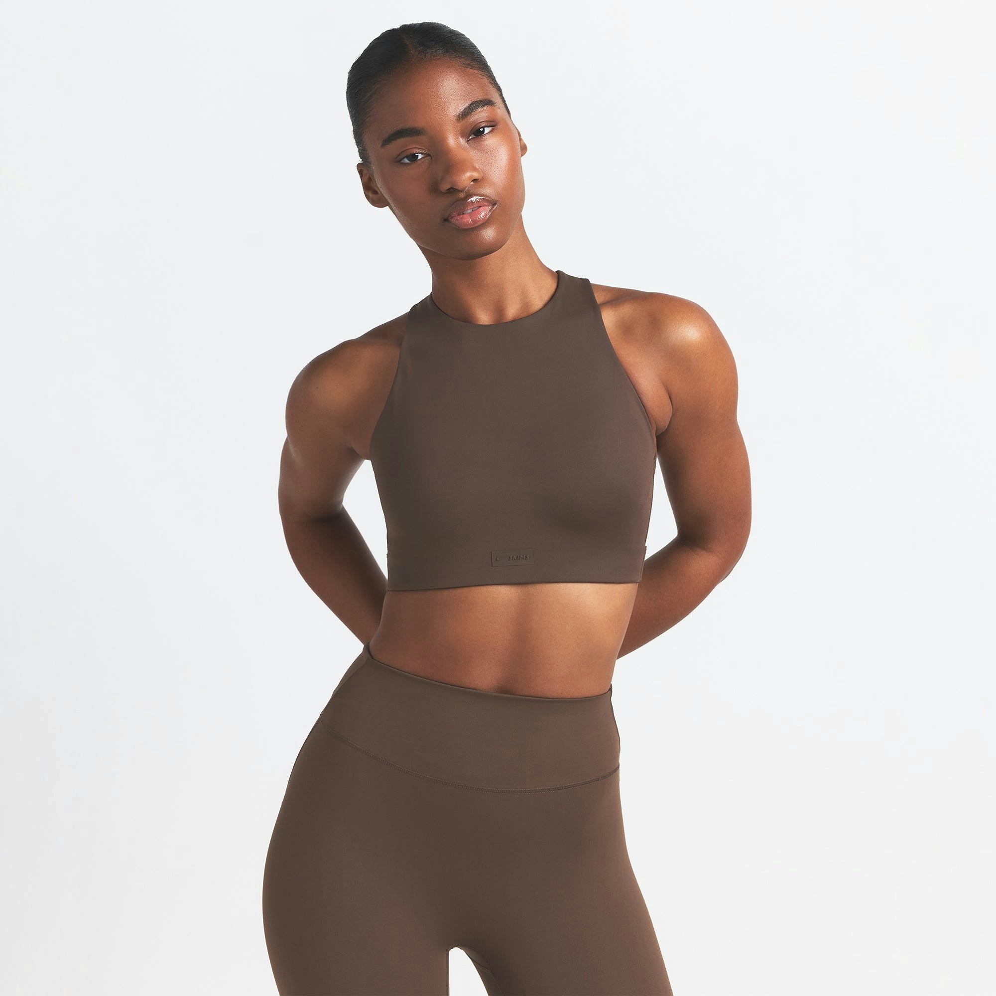 Skims Nikeskims Matte High Neck Bra Dark Sepia