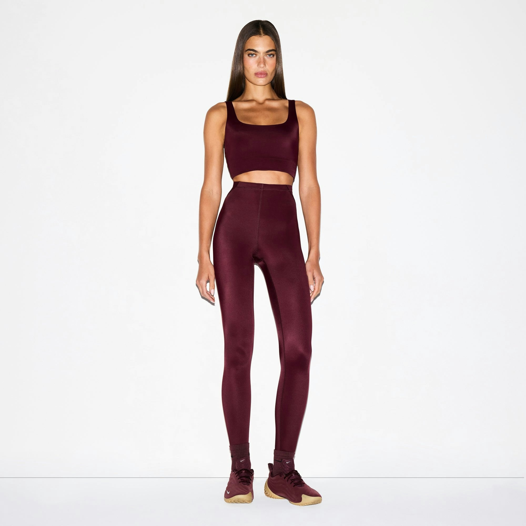 Skims Nikeskims Shine Scoop Neck Bra Top Currant