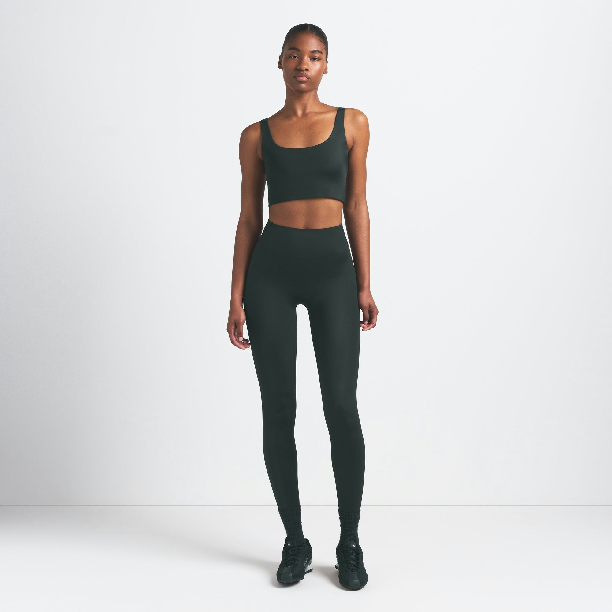 Skims Nikeskims Shine Scoop Neck Bra Top Dark Teal