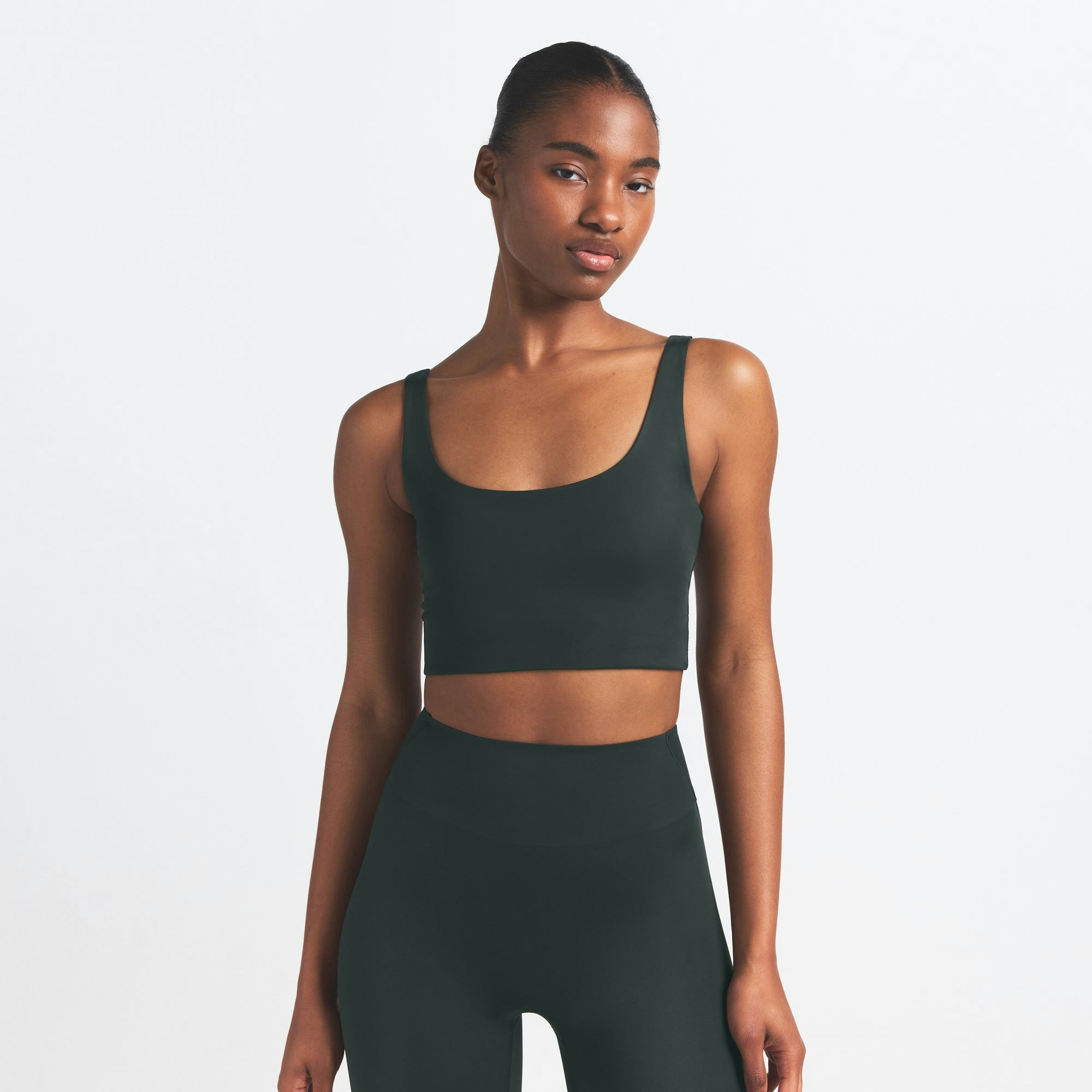 Skims Nikeskims Shine Scoop Neck Bra Top Dark Teal