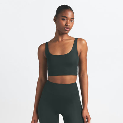 Skims Nikeskims Shine Scoop Neck Bra Top Dark Teal