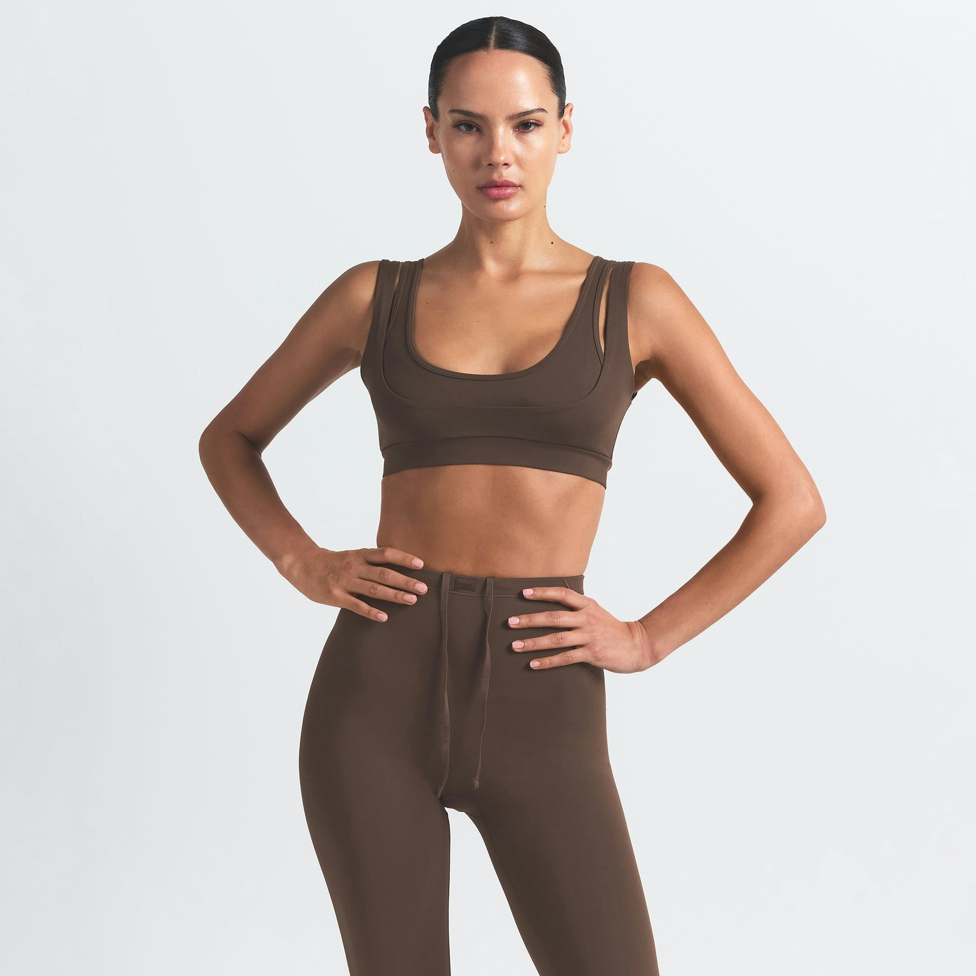 Skims Nikeskims Matte Double Strap Scoop Bra Dark Sepia