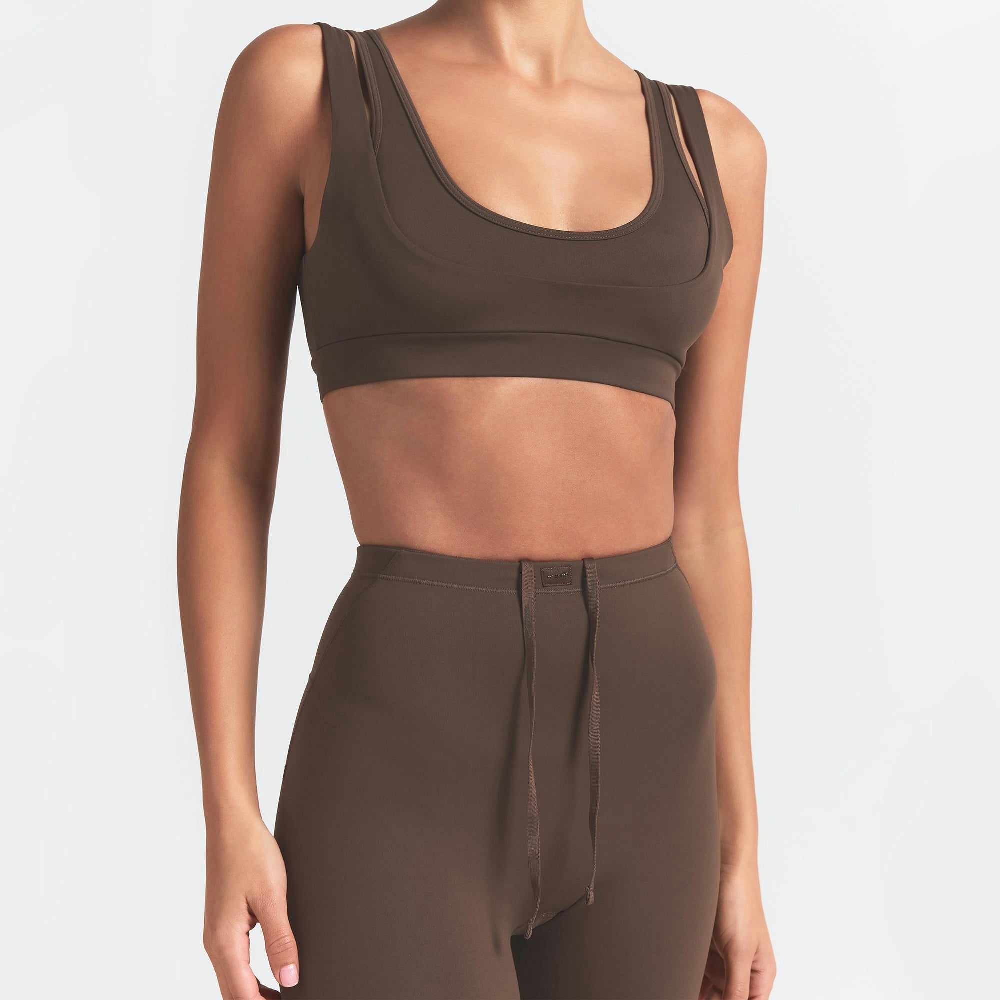 Skims Nikeskims Matte Double Strap Scoop Bra Dark Sepia