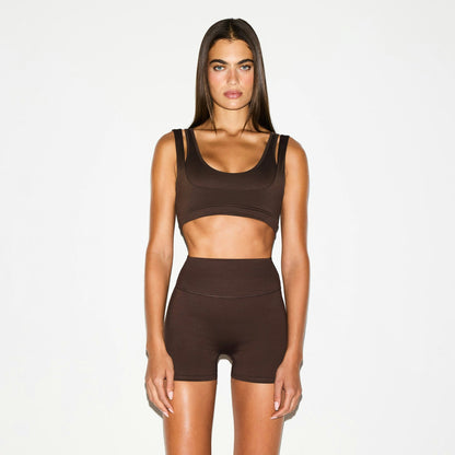Skims Nikeskims Matte Double Strap Scoop Bra Dark Sepia