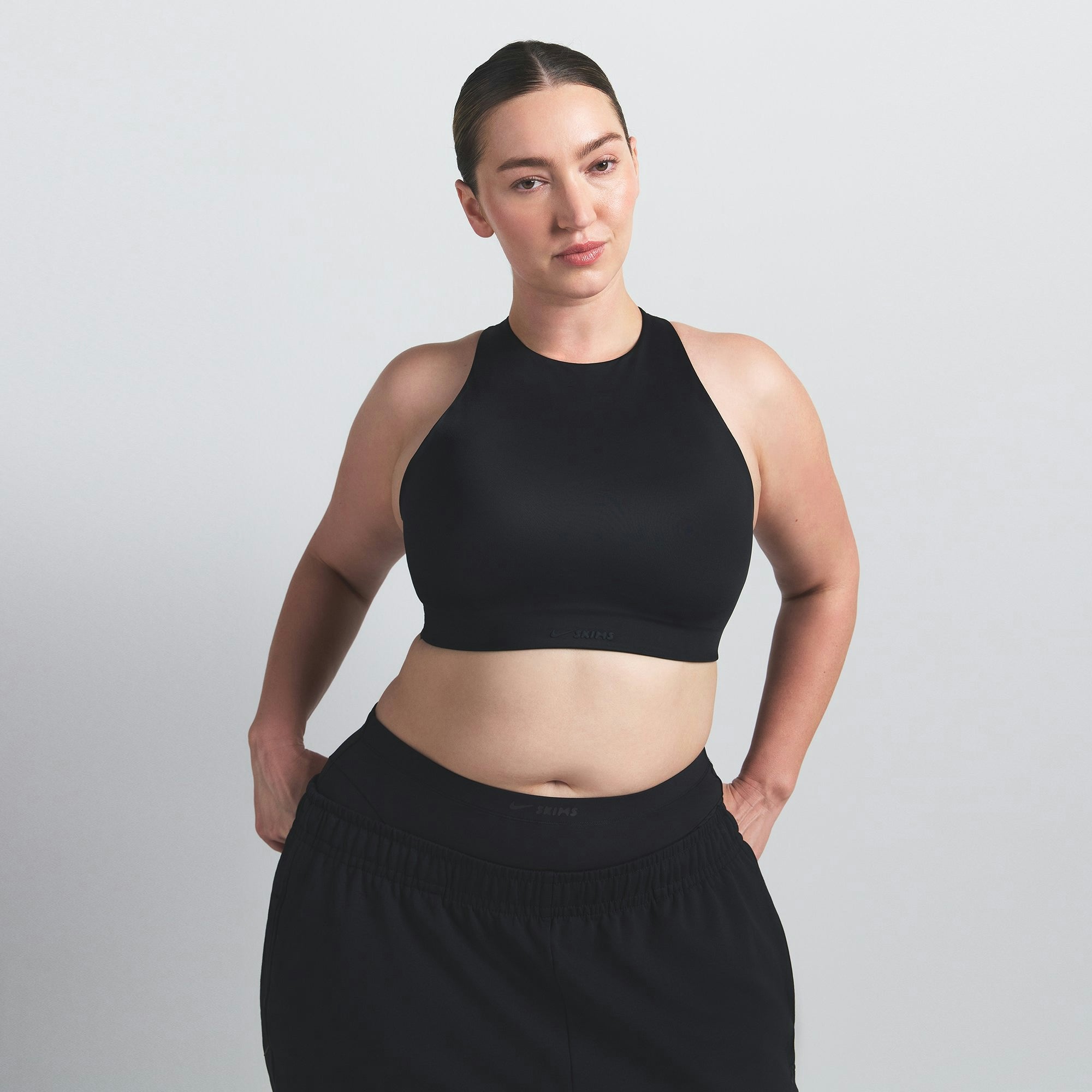 Skims Nikeskims Shine High Neck Bra Obsidian
