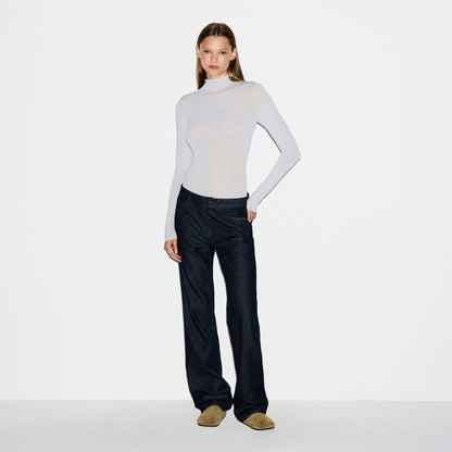 Skims Sheer Modal Long Sleeve Turtleneck Bodysuit Mist