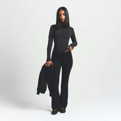 Skims Cotton Fleece Slim Pant Onyx