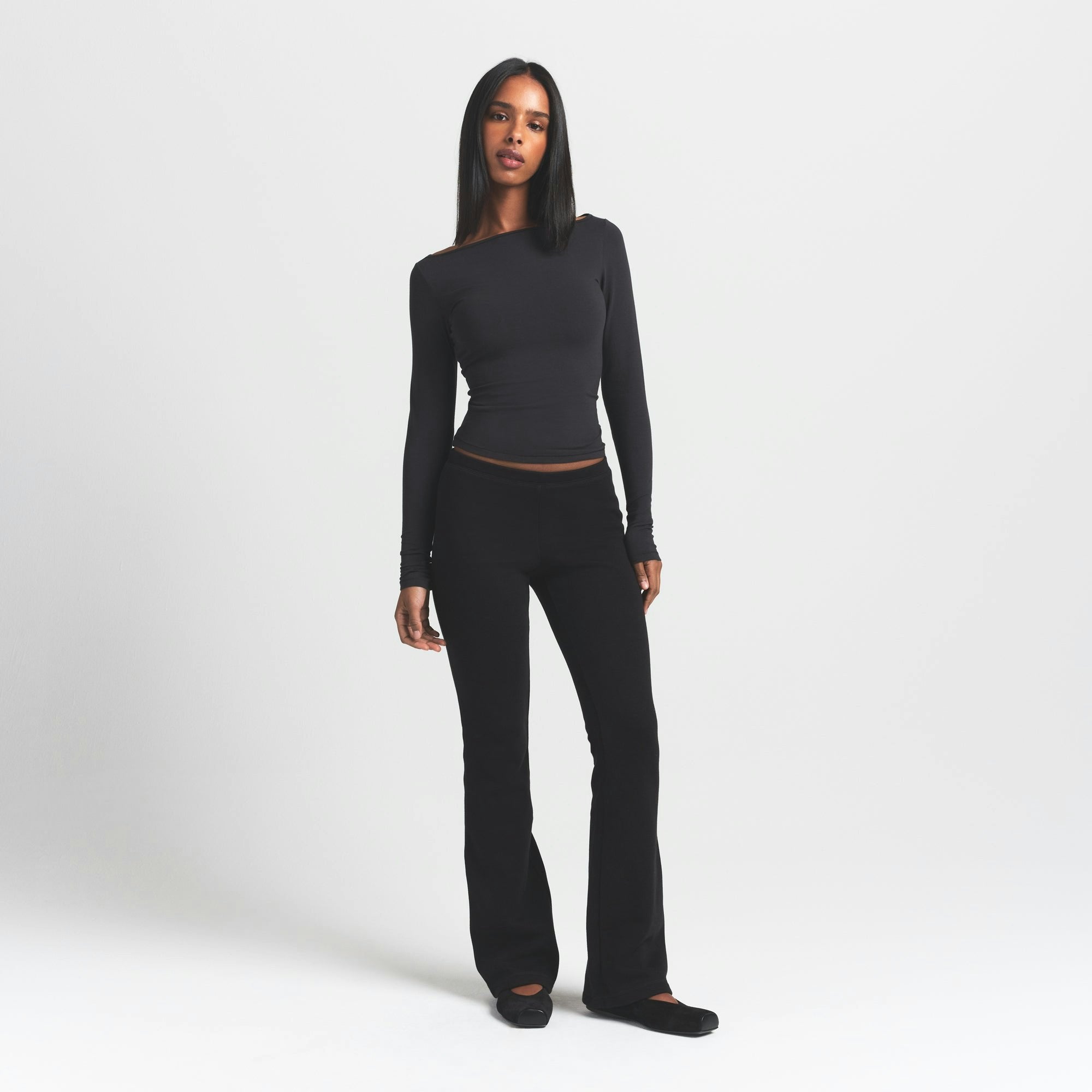 Skims Cotton Fleece Slim Pant Onyx