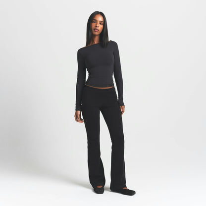 Skims Cotton Fleece Slim Pant Onyx