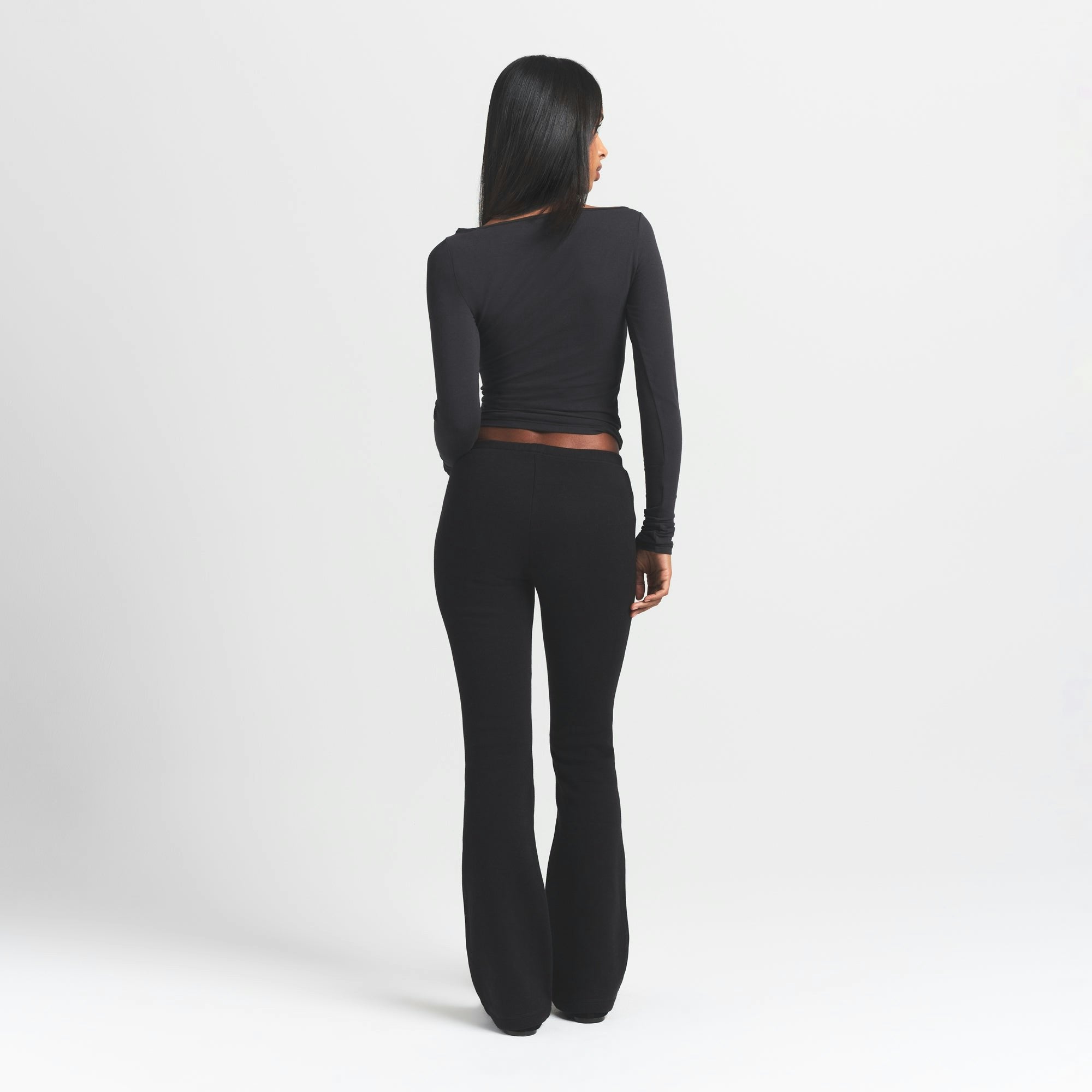 Skims Cotton Fleece Slim Pant Onyx