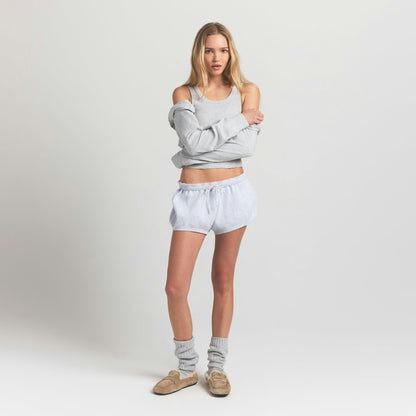Skims Cotton Fleece Bubble Hem Short Light Heather Grey