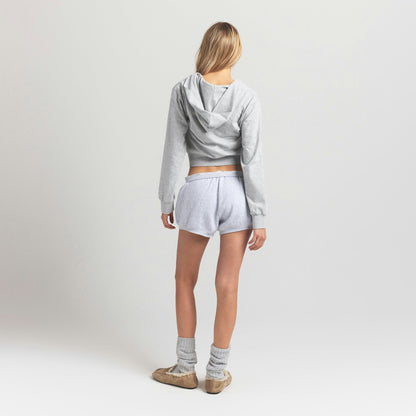 Skims Cotton Fleece Bubble Hem Short Light Heather Grey