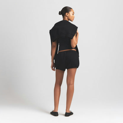 Skims Cotton Fleece Bubble Hem Short Onyx