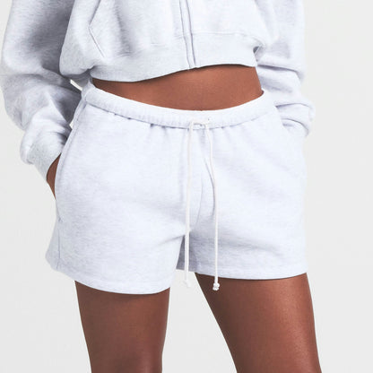 Skims Cotton Fleece Classic Short Light Heather Grey