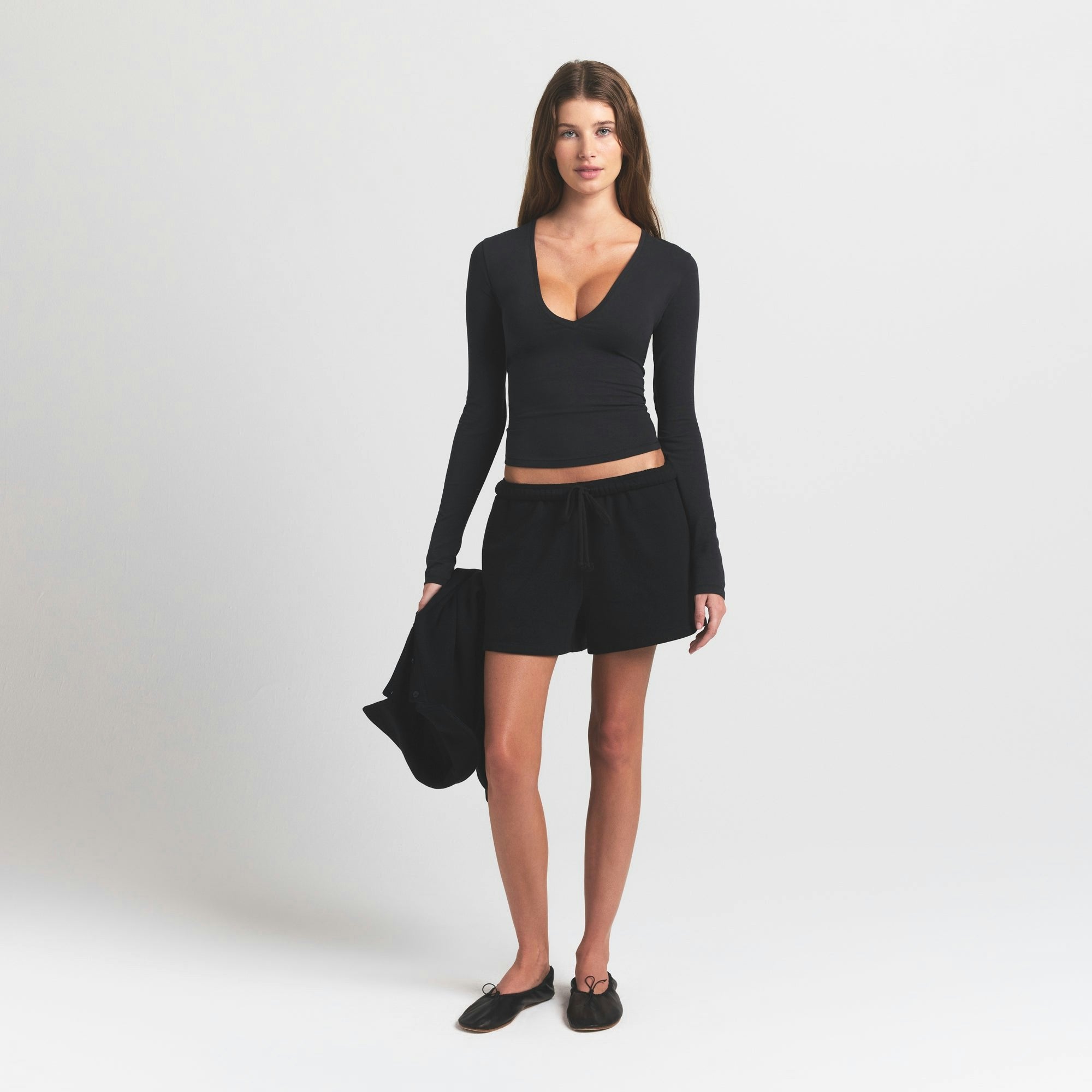 Skims Cotton Fleece Classic Short Onyx