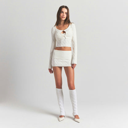 Skims Sweater Knits Cable Knit Mini Skirt Ivory