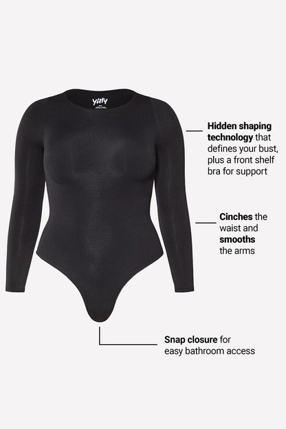 Fabletics Nearly Naked Shapewear Long Sleeve Bodysuit