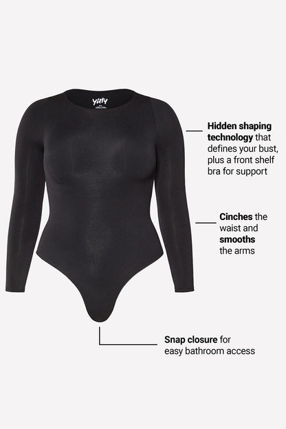 Fabletics Nearly Naked Shapewear Long Sleeve Bodysuit