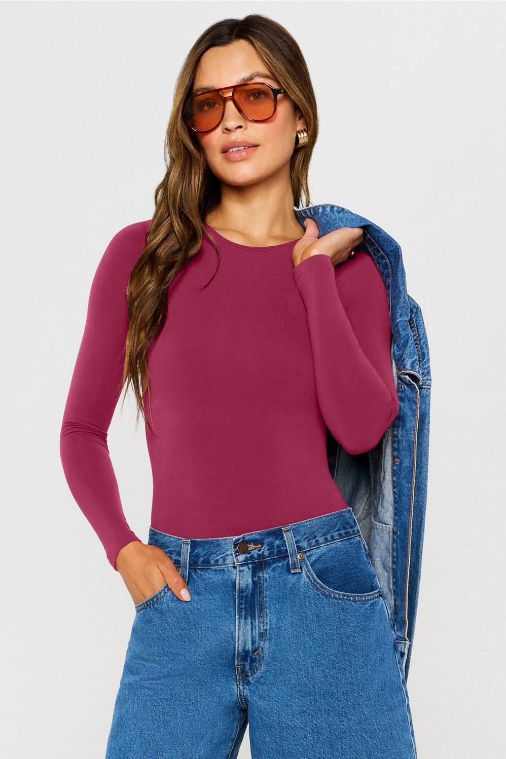 Fabletics Nearly Naked Shapewear Long Sleeve Bodysuit